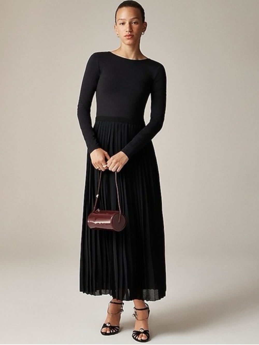 NWT J Crew Pleated Ballet Dress in Stetch Cotton Blend Size XS Black $128 CF797